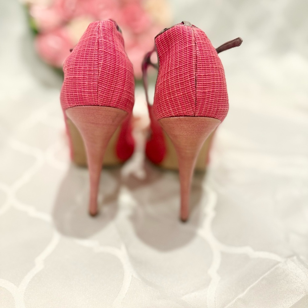 Up-cycled Manolo Blahnik Orchid heels sandals shoes 40 leather slingback straps - Picture 11 of 11